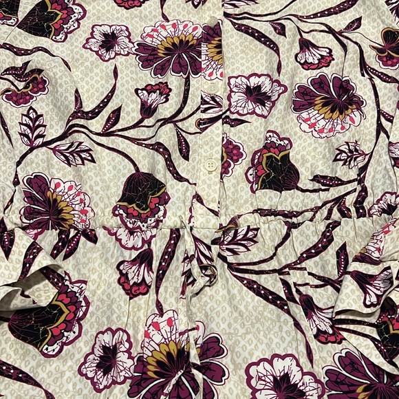 Loft Floral Tie Waist Ruffle Hem Dress Large - Picture 3 of 6